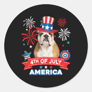 Sticker Rond De Juillet Patriotique Jour Anglais Chien Chien De