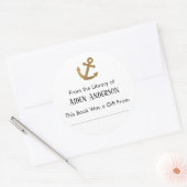 Sticker Rond De la bibliothèque de l'Ancre simple Gold (Enveloppe)