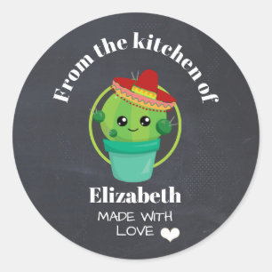 Sticker Rond De la cuisine Cute Cactus dans un Sombrero