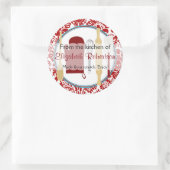 Sticker Rond De la cuisine Damask Aqua et rouge (Sac)