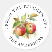 Sticker Rond De La Cuisine De | Aquarelle Apple (Devant)