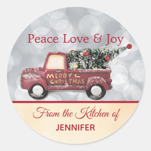 Sticker Rond De la cuisine de | Camion de Noël rouge (Devant)
