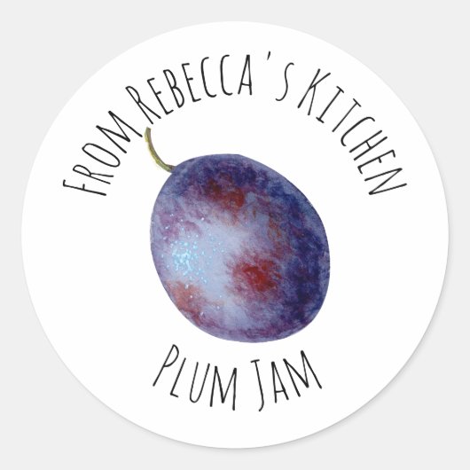 Sticker Rond De La Cuisine De Confiture De Plum (Devant)