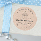 Sticker Rond De la cuisine de Cupcake papier artisanal Rustique