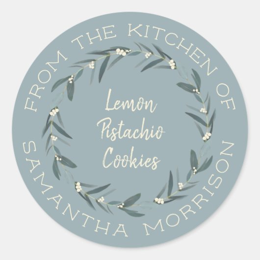 Sticker Rond De La Cuisine De | Eucalyptus couronne bleu foncé (Devant)