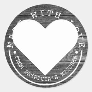 Sticker Rond De La Cuisine De - Fabriqué Avec Amour Bois Noir