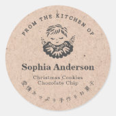 Sticker Rond De la cuisine de Noël Angel Kraft Rustic (Devant)