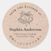 Sticker Rond De la cuisine de Noël Bell Kraft Rustic (Devant)
