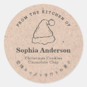 Sticker Rond De la cuisine de Noël Santa Hat Kraft (Devant)