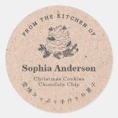 Sticker Rond De la cuisine du gâteau de Noël Kraft Rustic (Devant)