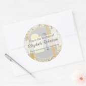 Sticker Rond De La Cuisine Jaune Damas (Enveloppe)