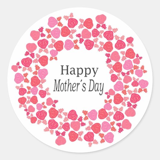 Sticker rond de la Fête des mères Roses rouges et (Devant)