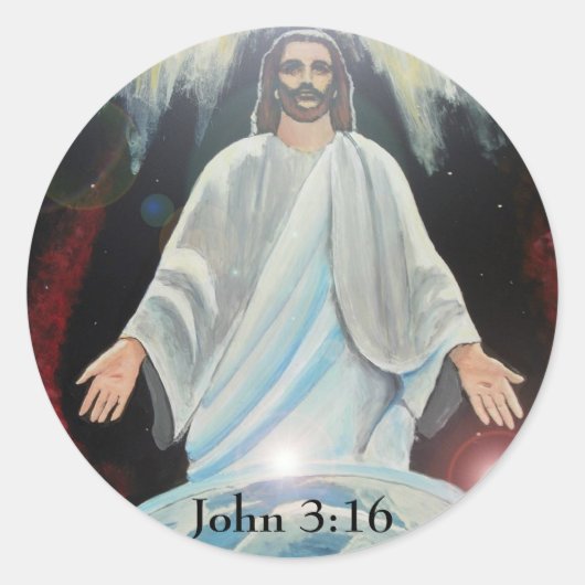 Sticker rond de la Lumière du Monde Jésus-Christ (Devant)