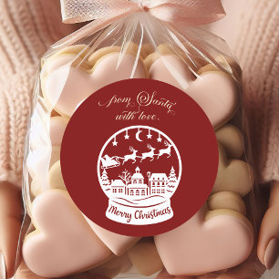 Sticker Rond De la part du Père Noël avec amour Boule à neige P