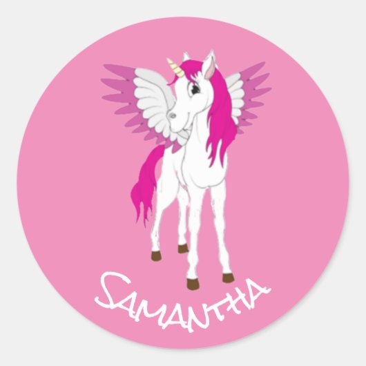 Sticker rond de la soirée Unicorn rose (Devant)
