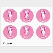 Sticker rond de la soirée Unicorn rose (Feuille)