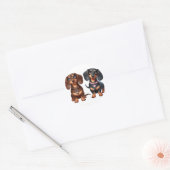 Sticker Rond De mignons amis dachshund (Enveloppe)