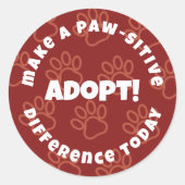 Sticker Rond De mignons Pawprints rouges font une différence pa (Devant)