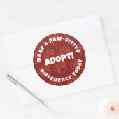 Sticker Rond De mignons Pawprints rouges font une différence pa (Enveloppe)