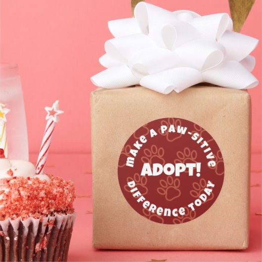 Sticker Rond De mignons Pawprints rouges font une différence pa (Fête)