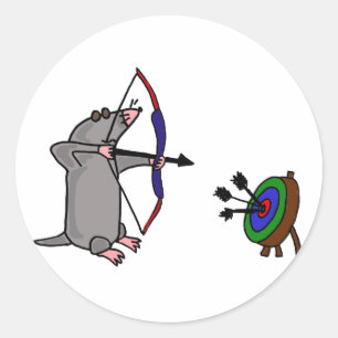 Sticker Rond DE- Mole aveugle en compétition de tir à l'arc