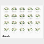 Sticker Rond De mon élégant shower floral blanc Mariage (Feuille)