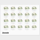 Sticker Rond De mon élégant shower floral blanc Mariage Shower (Feuille)