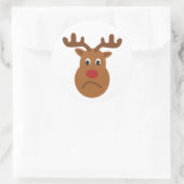 Sticker rond de Noël de rennes triste, brillant (Sac)