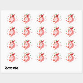Sticker rond de Noël Pinky Unicorn (Feuille)