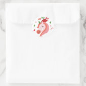 Sticker rond de Noël Pinky Unicorn (Sac)
