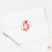Sticker rond de Noël Pinky Unicorn (Enveloppe)
