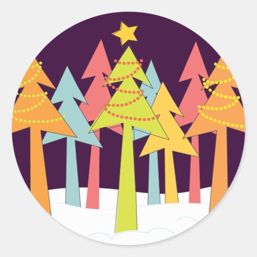 Sticker rond de Noël rétro (Devant)