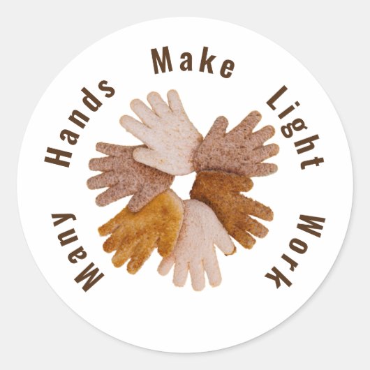 Sticker Rond De nombreuses mains font léger travail toasté les (Devant)