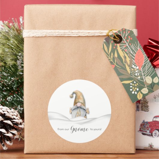 Sticker Rond De notre Gnome à vos vacances de Noël (vacances)