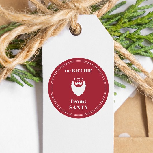 Sticker Rond de Père Noël Custom Nom de l'enfant Cadeau de Noël