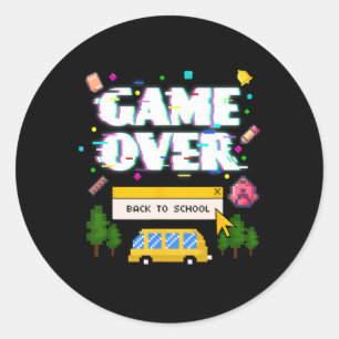 Sticker Rond De Retour À L'École Drôle Retro Gamer Étudiants