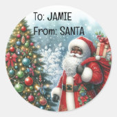 Sticker Rond De Santa Ajouter un nom africain américain Noël (Devant)
