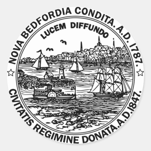 Sticker rond de sceau de ville de Bedford Massachu (Devant)