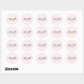 Sticker rond de signature rose Script classique (Feuille)