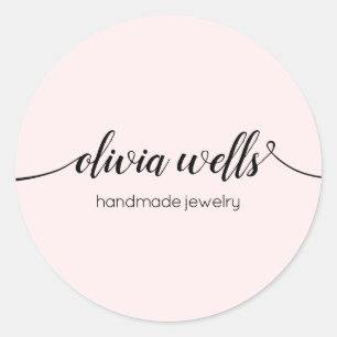 Sticker rond de signature rose Script classique
