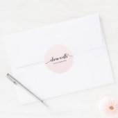 Sticker rond de signature rose Script classique (Enveloppe)