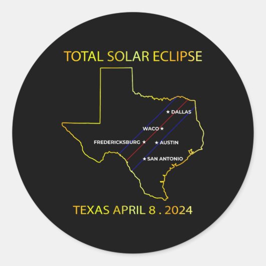 Sticker Rond De Solar Eclipse 2024 Interactive Map Texas Eclips (Devant)