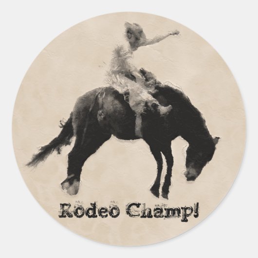 Sticker Rond De style occidental Bucking Bronco Cowboy (Devant)