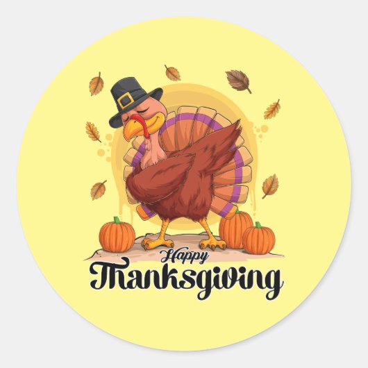 Sticker rond de typographie de bon thanksgiving (Devant)