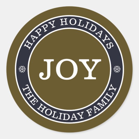 Sticker Rond De Vacances Personnalisé Rustique Joi (Devant)
