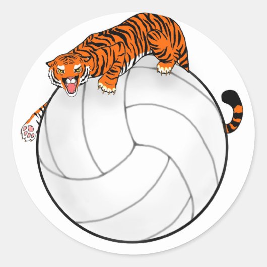 Sticker rond de volley-ball de tigre (Devant)