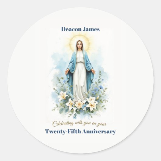 Sticker Rond Deacon Ordination Anniversary Marian Blessings (Devant)