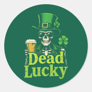 Sticker Rond Dead Lucky - Irish Skeleton St. Patrick’s Day
