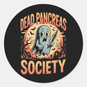 Sticker Rond Dead Pancreas Society Funny Ghost Syringe Diabète