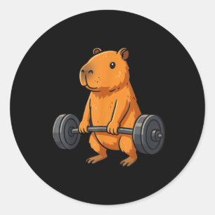 Sticker Rond Deadlift Capybara Funny Fitness Capy Lover Gym Hom